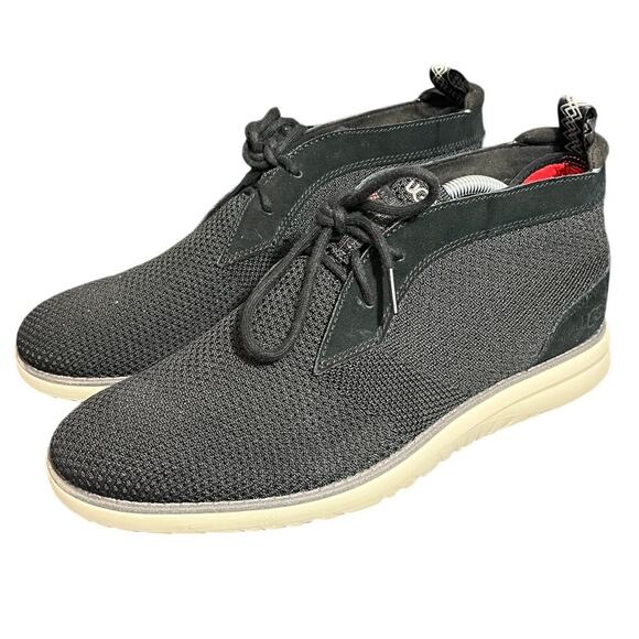 UGG Black Gray Lace Up Hyperweave Union Chukka Ankle Boots‎ Mens Size 10 - Picture 1 of 7
